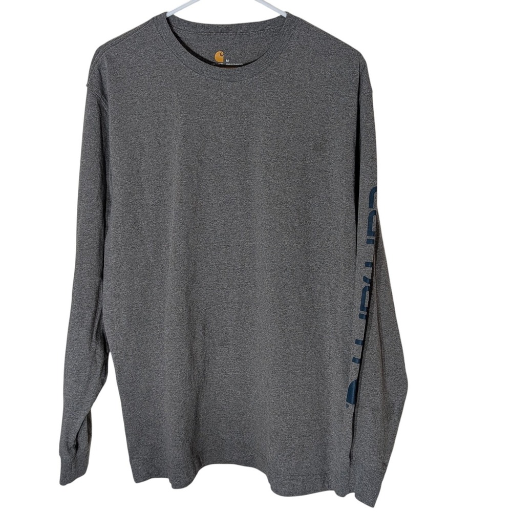 Carhartt Tee Shirt Original Fit Gray‎ Long Sleeve Workwear Logo Mens Medium